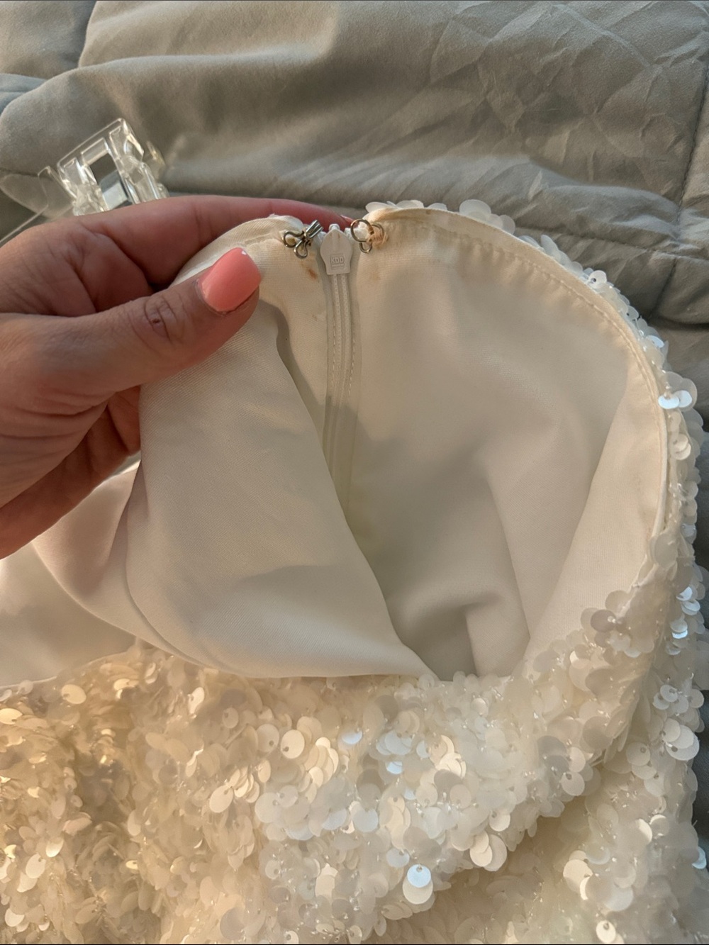 12th Tribe White Sequin Mini Skirt - Picture 5 of 7